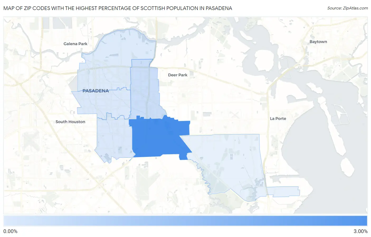 Zip Codes with the Highest Percentage of Scottish Population in Pasadena Map