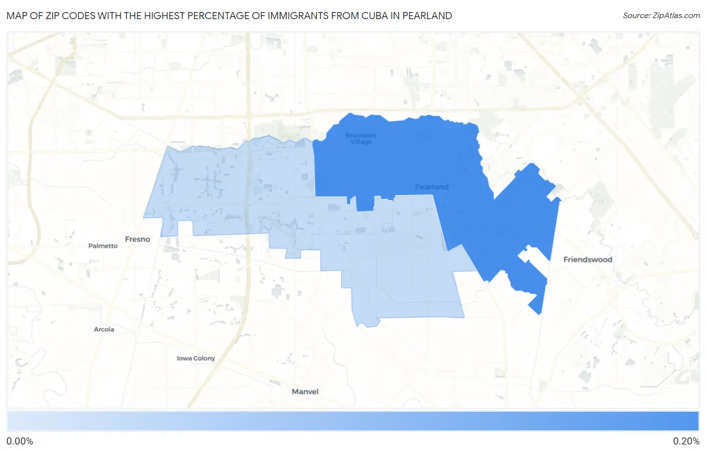 Zip Codes with the Highest Percentage of Immigrants from Cuba in Pearland Map
