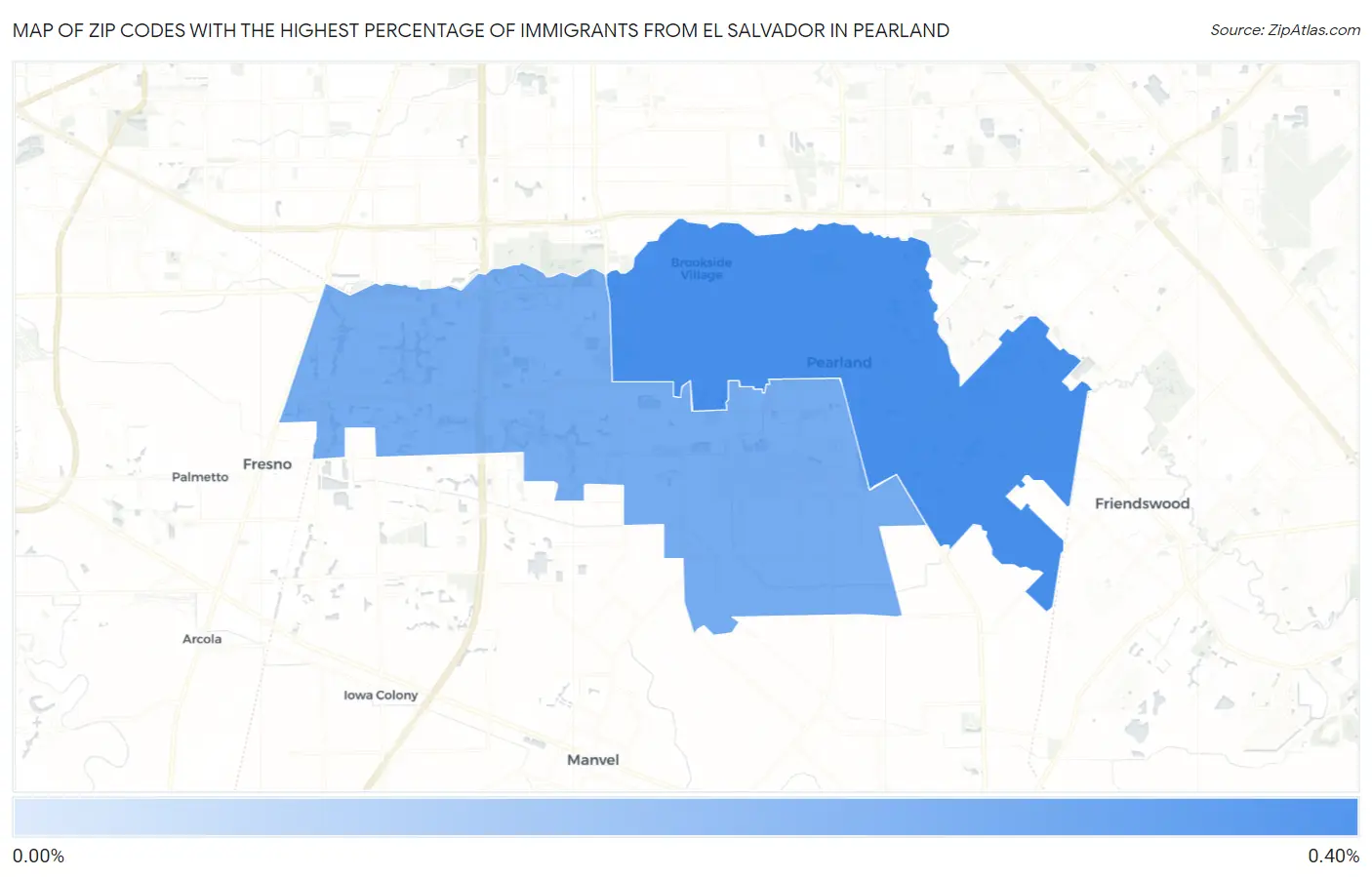 Zip Codes with the Highest Percentage of Immigrants from El Salvador in Pearland Map