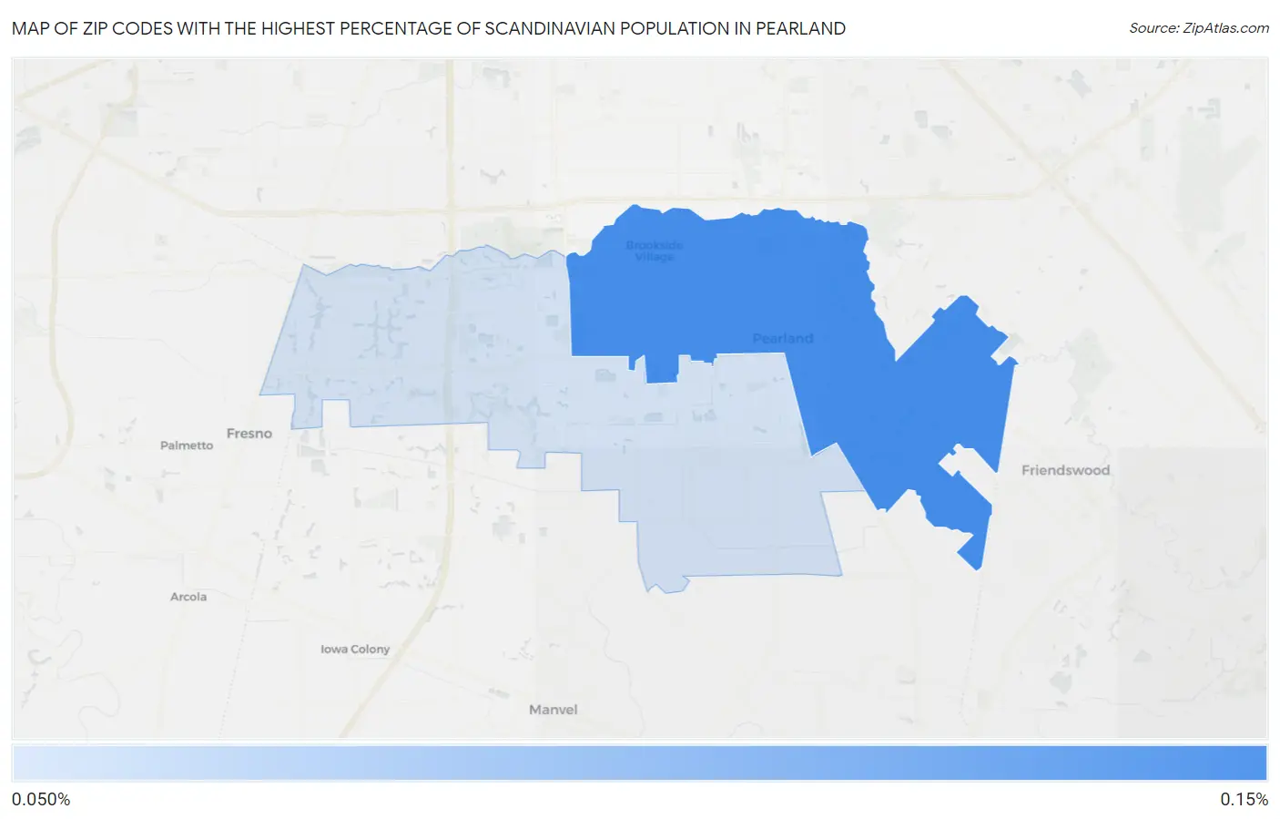 Zip Codes with the Highest Percentage of Scandinavian Population in Pearland Map