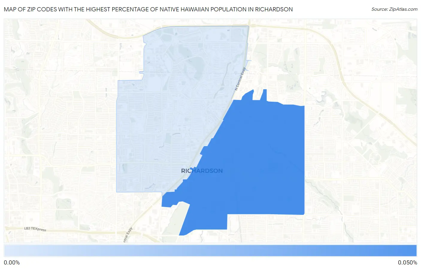 Zip Codes with the Highest Percentage of Native Hawaiian Population in Richardson Map
