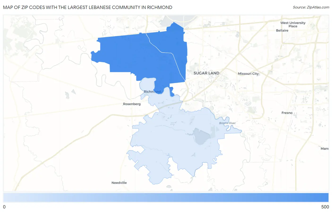 Zip Codes with the Largest Lebanese Community in Richmond Map