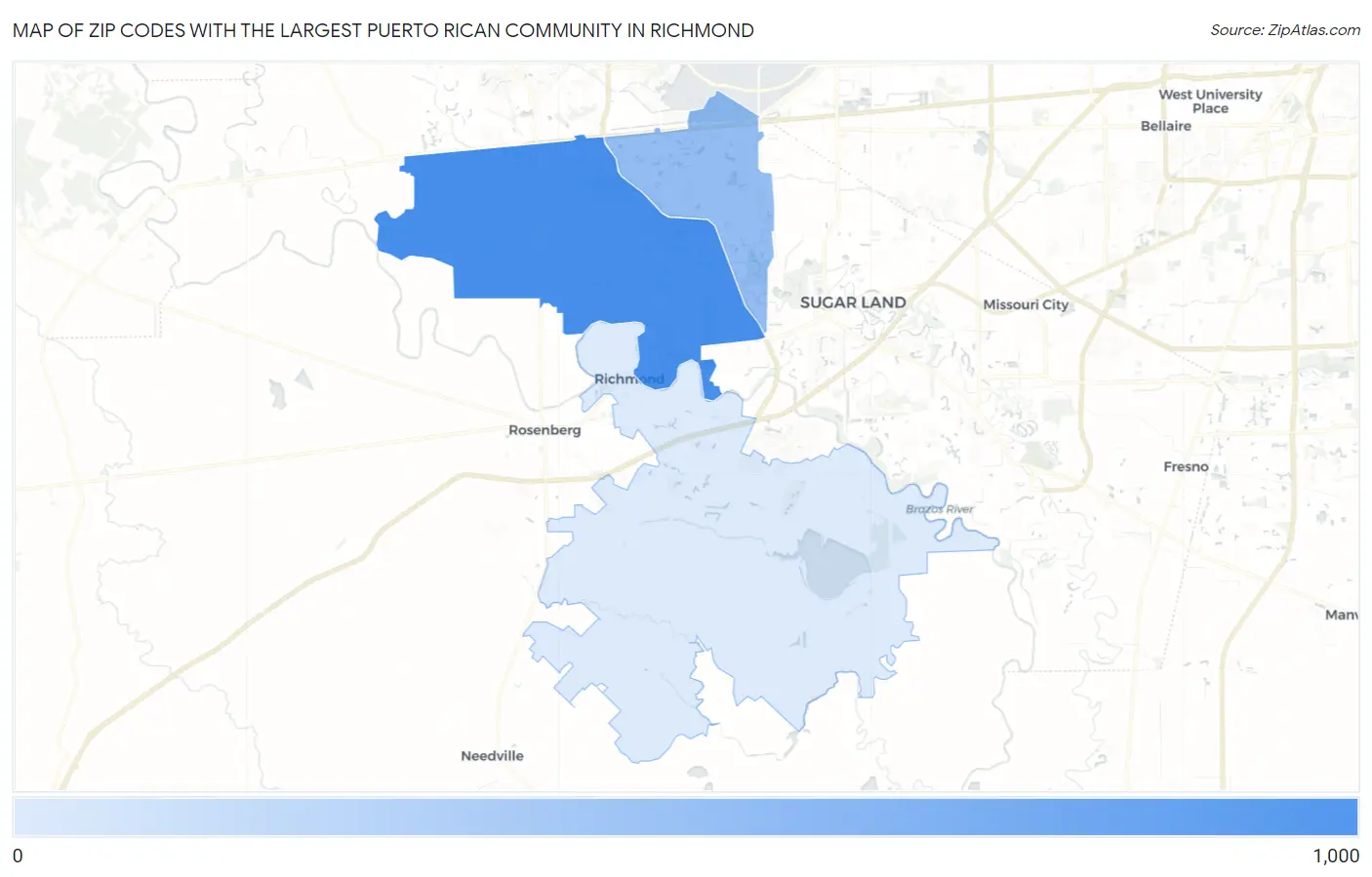 Zip Codes with the Largest Puerto Rican Community in Richmond Map