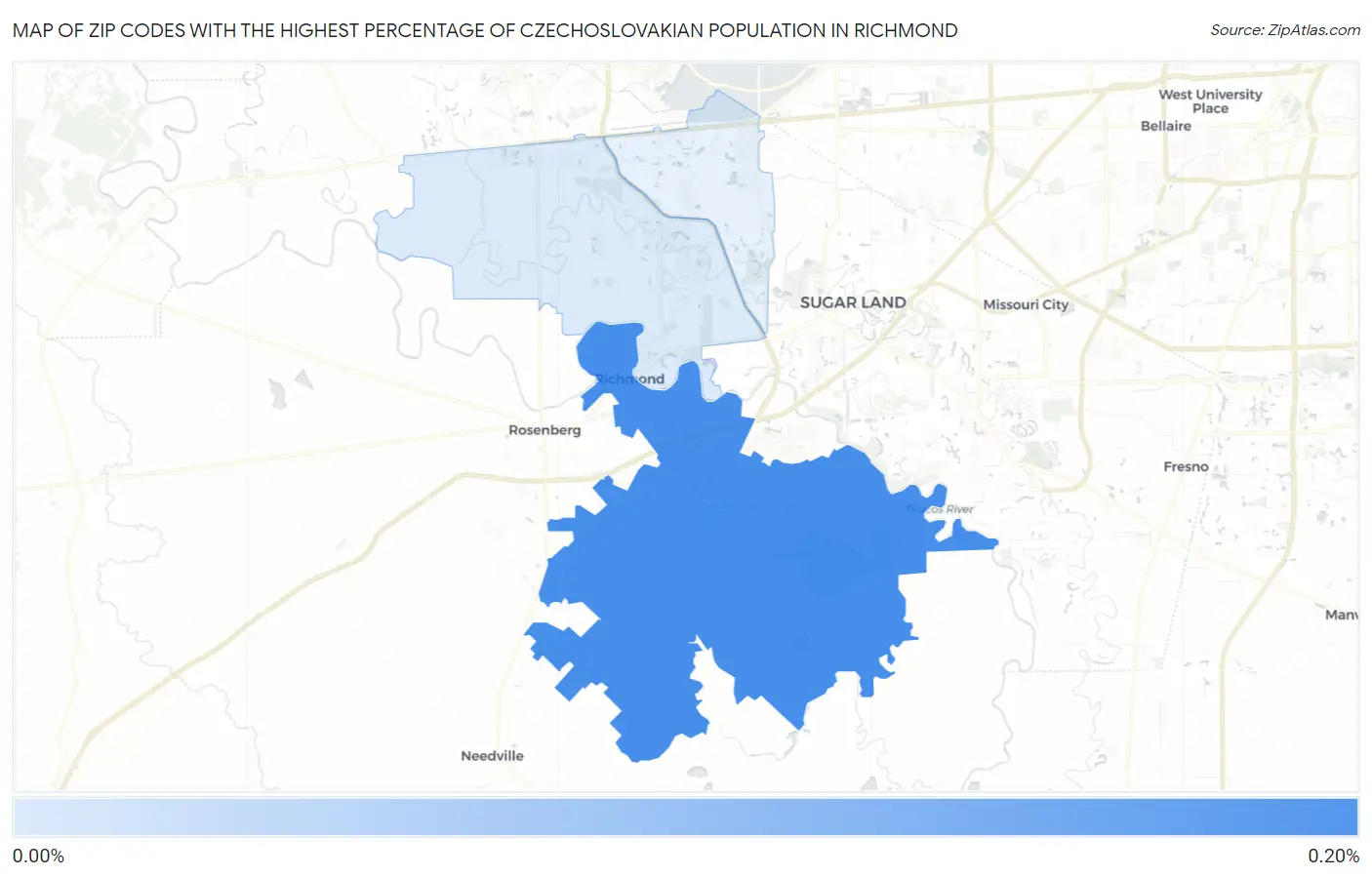 Zip Codes with the Highest Percentage of Czechoslovakian Population in Richmond Map