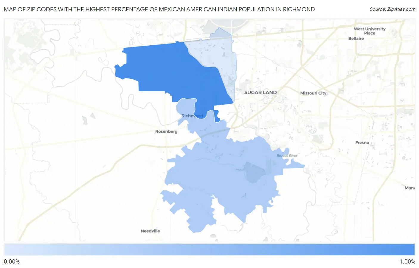 Zip Codes with the Highest Percentage of Mexican American Indian Population in Richmond Map