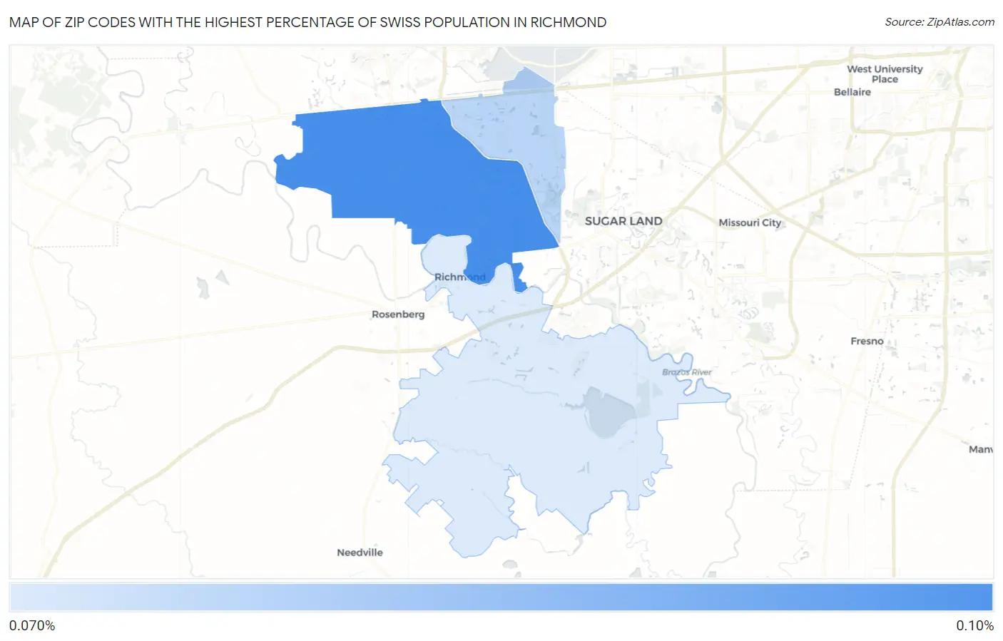 Zip Codes with the Highest Percentage of Swiss Population in Richmond Map