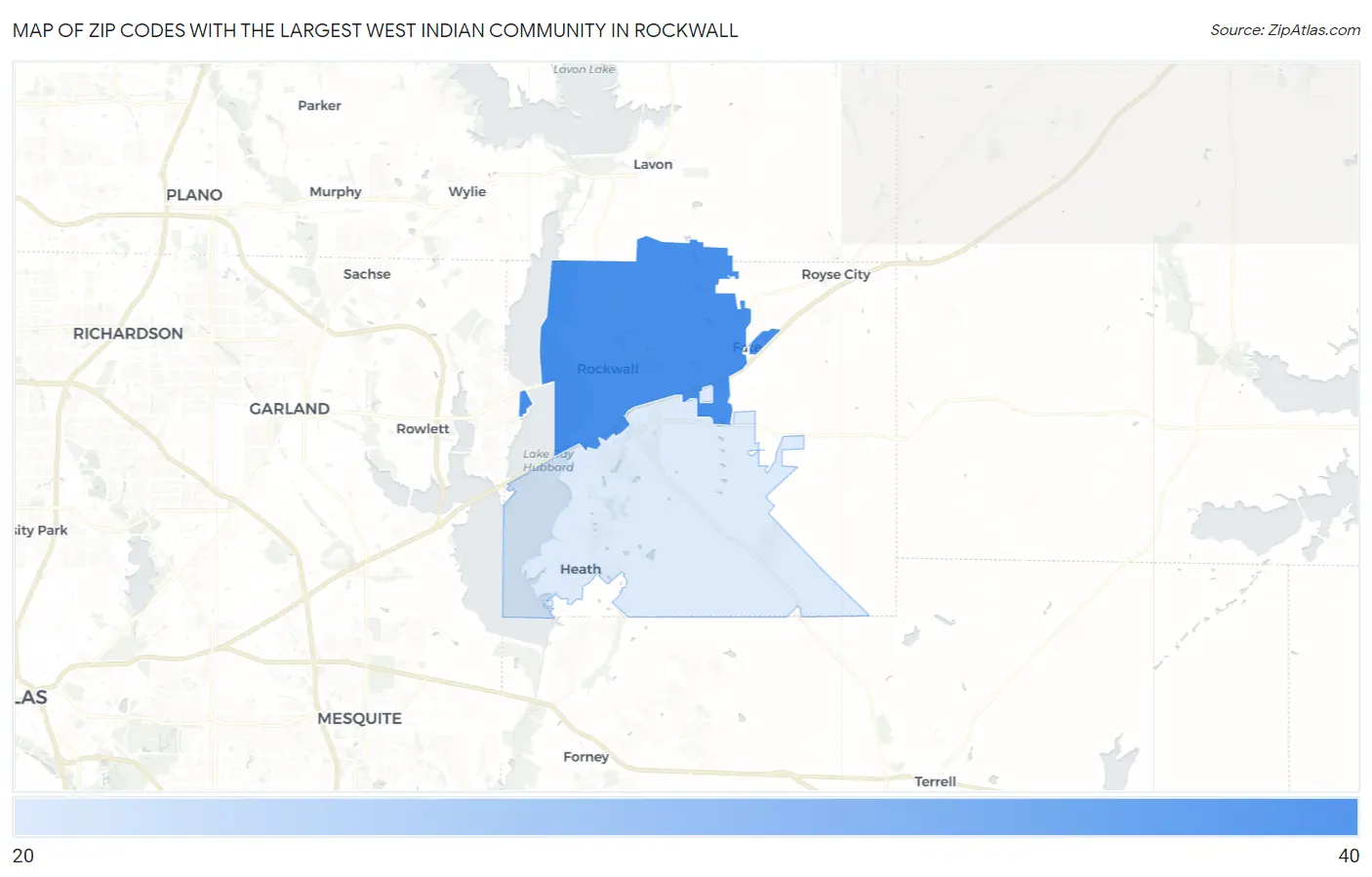 Zip Codes with the Largest West Indian Community in Rockwall Map