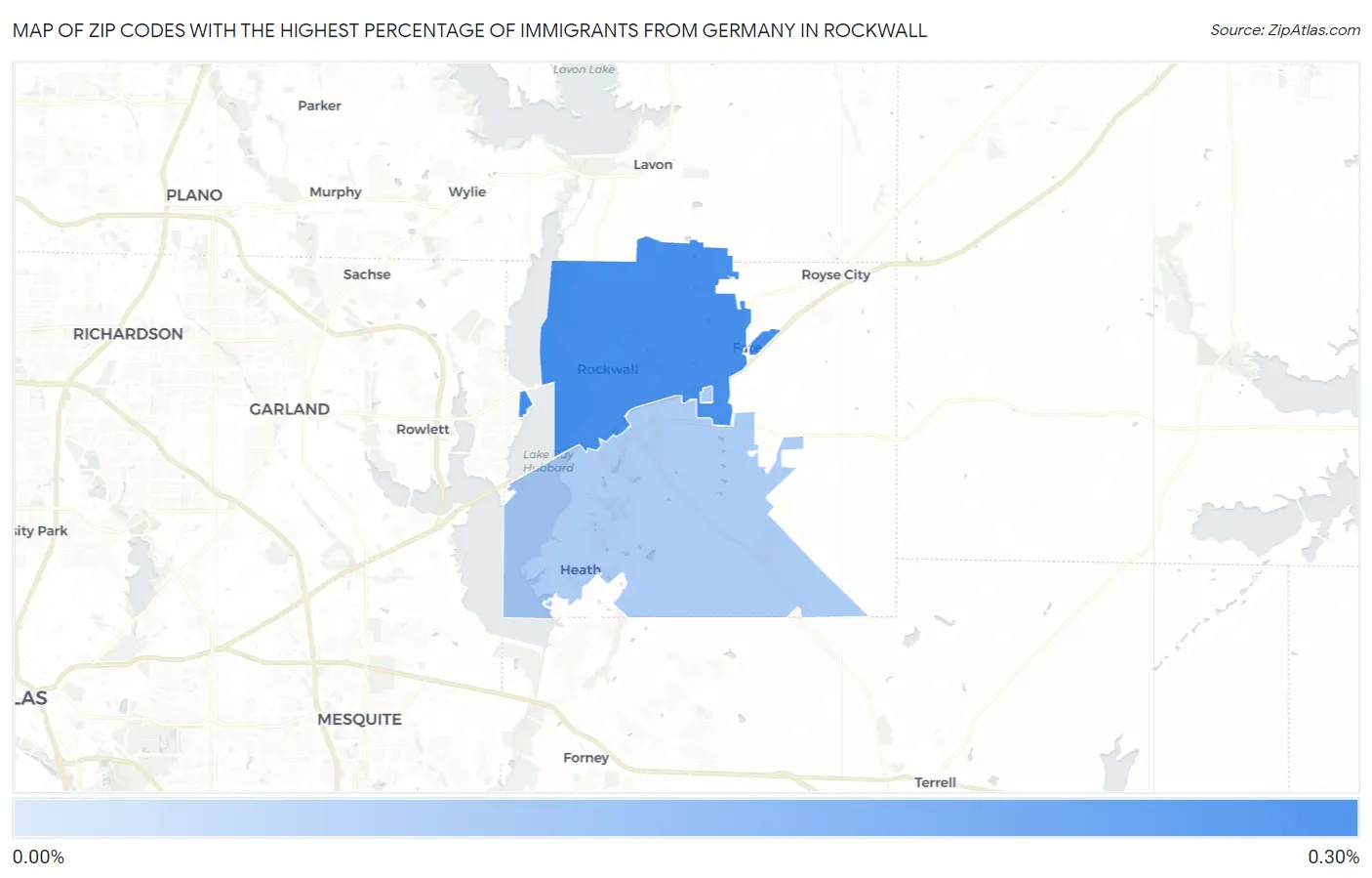Zip Codes with the Highest Percentage of Immigrants from Germany in Rockwall Map