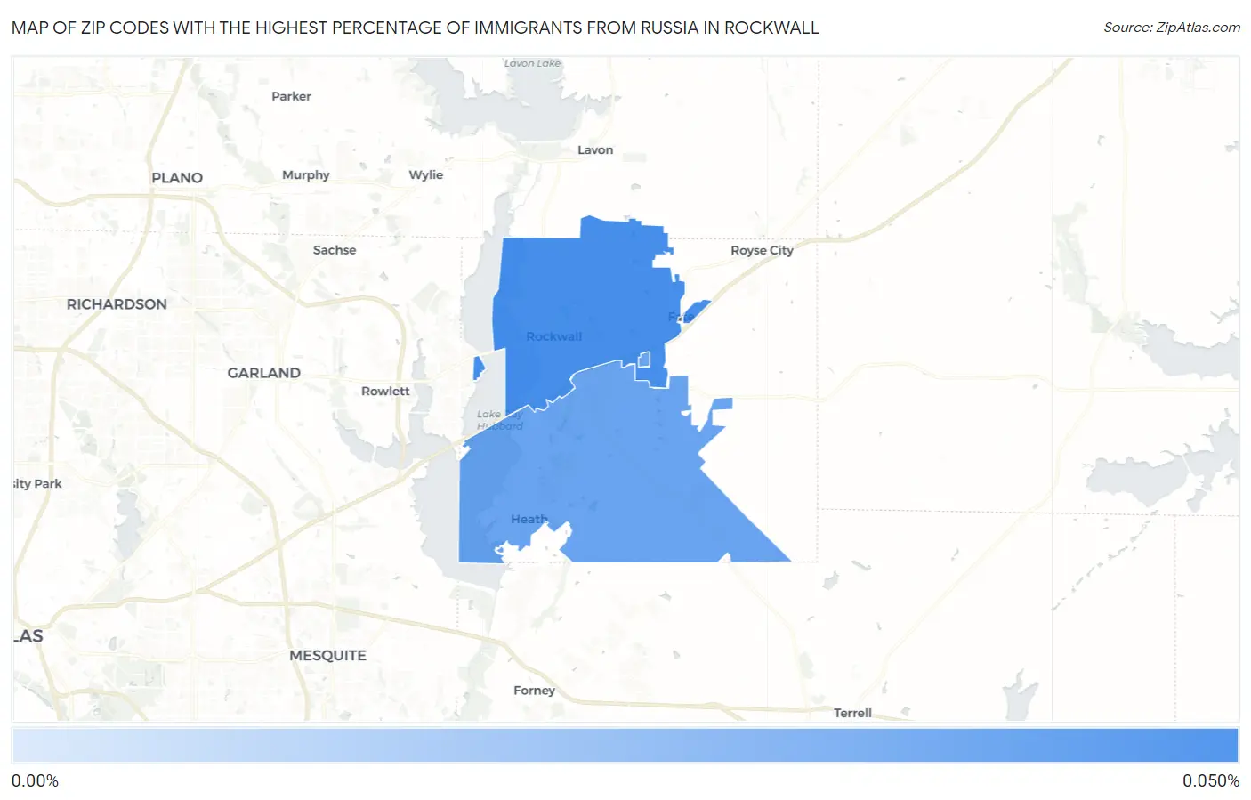 Zip Codes with the Highest Percentage of Immigrants from Russia in Rockwall Map