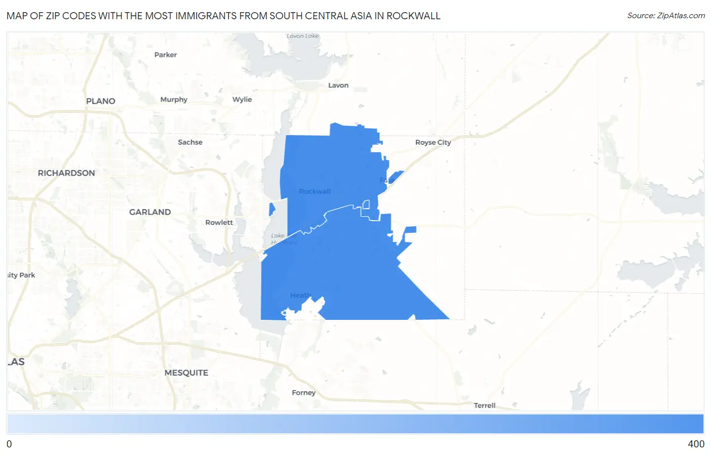 Zip Codes with the Most Immigrants from South Central Asia in Rockwall Map