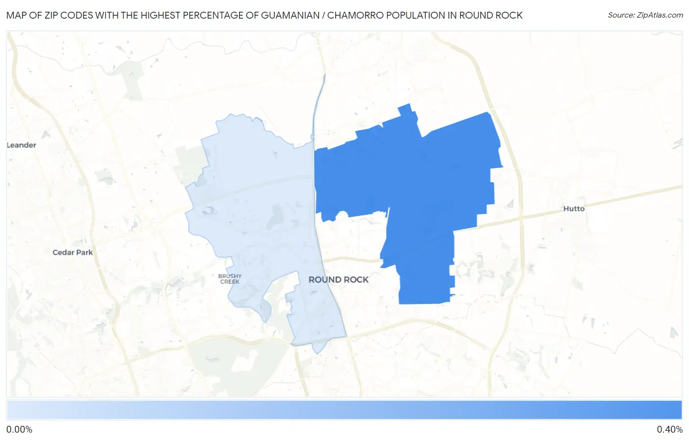Zip Codes with the Highest Percentage of Guamanian / Chamorro Population in Round Rock Map