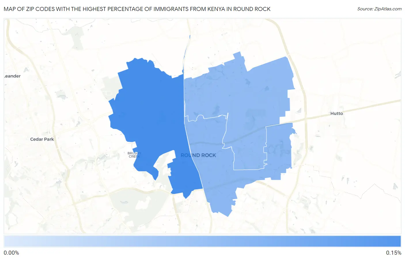 Zip Codes with the Highest Percentage of Immigrants from Kenya in Round Rock Map