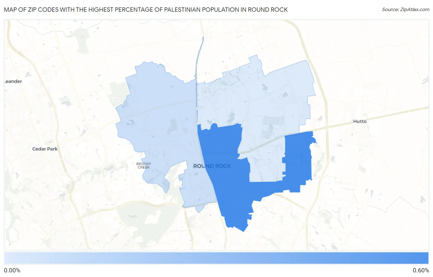 Zip Codes with the Highest Percentage of Palestinian Population in Round Rock Map