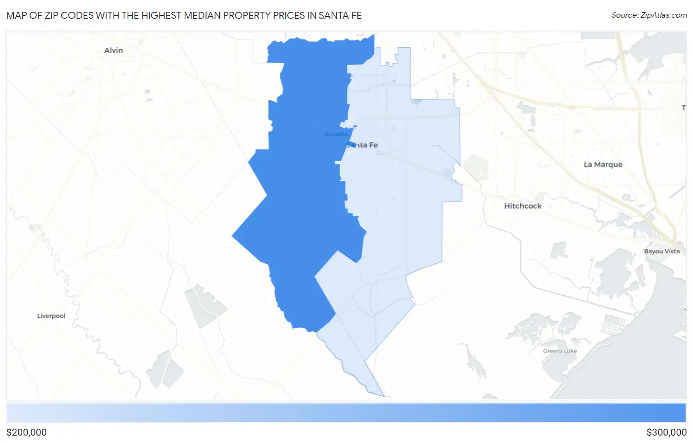 Zip Codes with the Highest Median Property Prices in Santa Fe Map