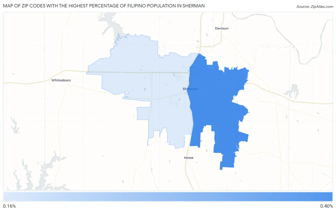 Zip Codes with the Highest Percentage of Filipino Population in Sherman Map