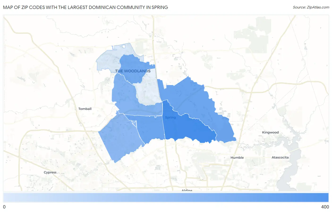 Zip Codes with the Largest Dominican Community in Spring Map