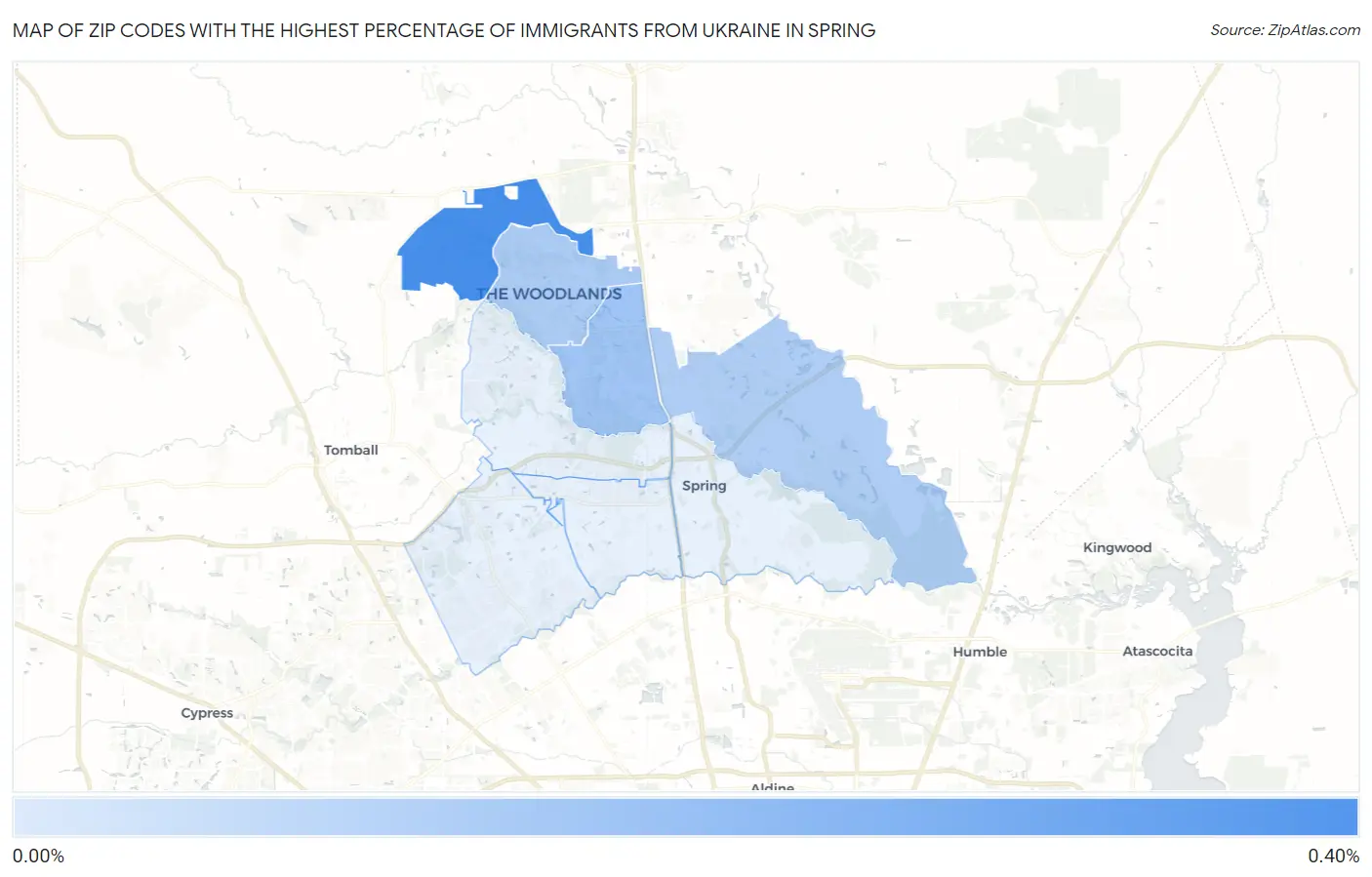 Zip Codes with the Highest Percentage of Immigrants from Ukraine in Spring Map