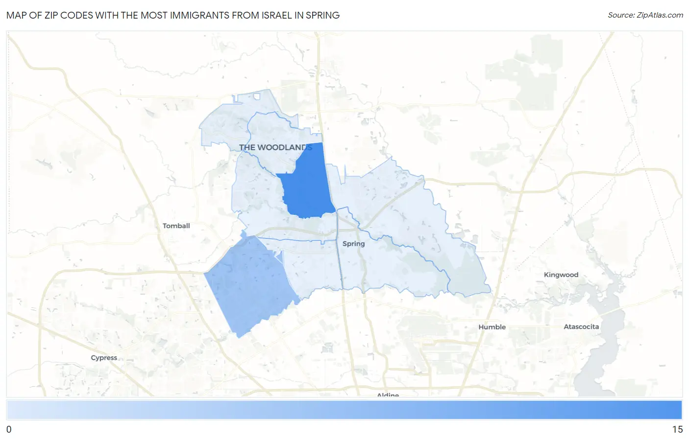 Zip Codes with the Most Immigrants from Israel in Spring Map