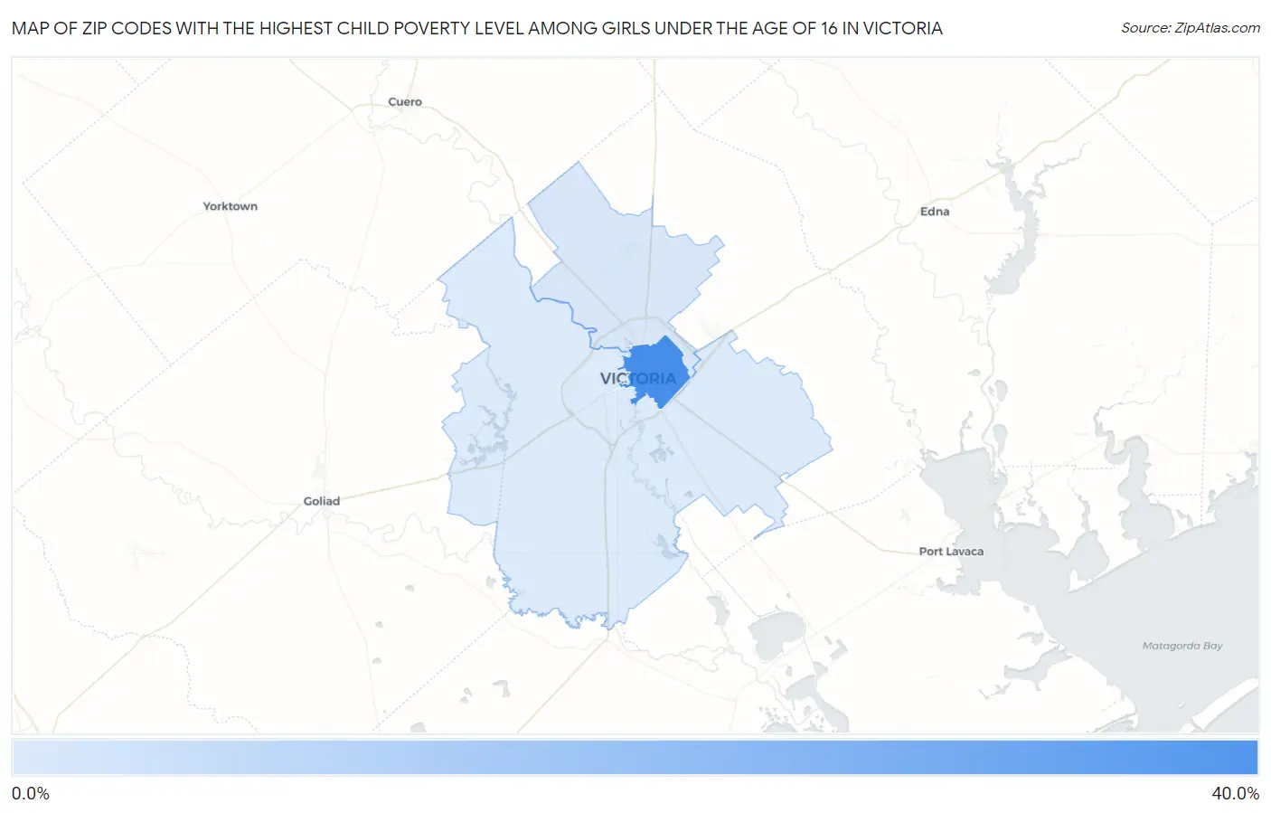 Zip Codes with the Highest Child Poverty Level Among Girls Under the Age of 16 in Victoria Map
