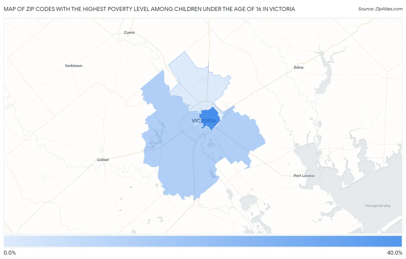 Zip Codes with the Highest Poverty Level Among Children Under the Age of 16 in Victoria Map