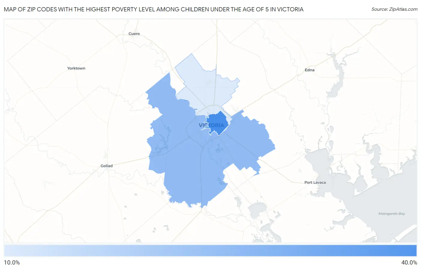 Zip Codes with the Highest Poverty Level Among Children Under the Age of 5 in Victoria Map