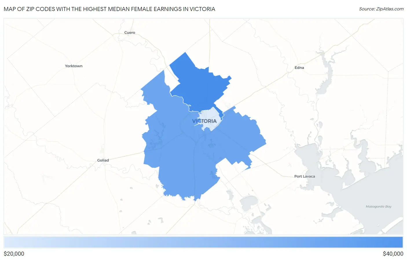 Zip Codes with the Highest Median Female Earnings in Victoria Map