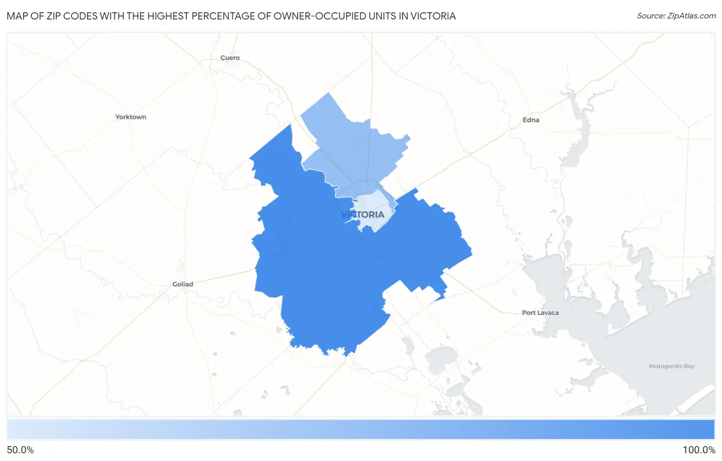 Zip Codes with the Highest Percentage of Owner-Occupied Units in Victoria Map