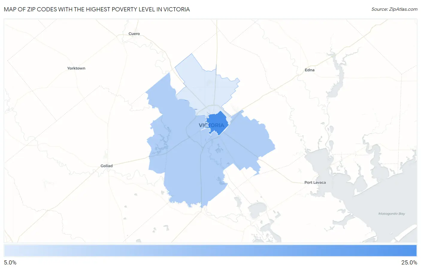 Zip Codes with the Highest Poverty Level in Victoria Map