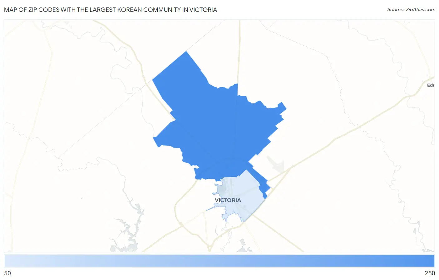 Zip Codes with the Largest Korean Community in Victoria Map