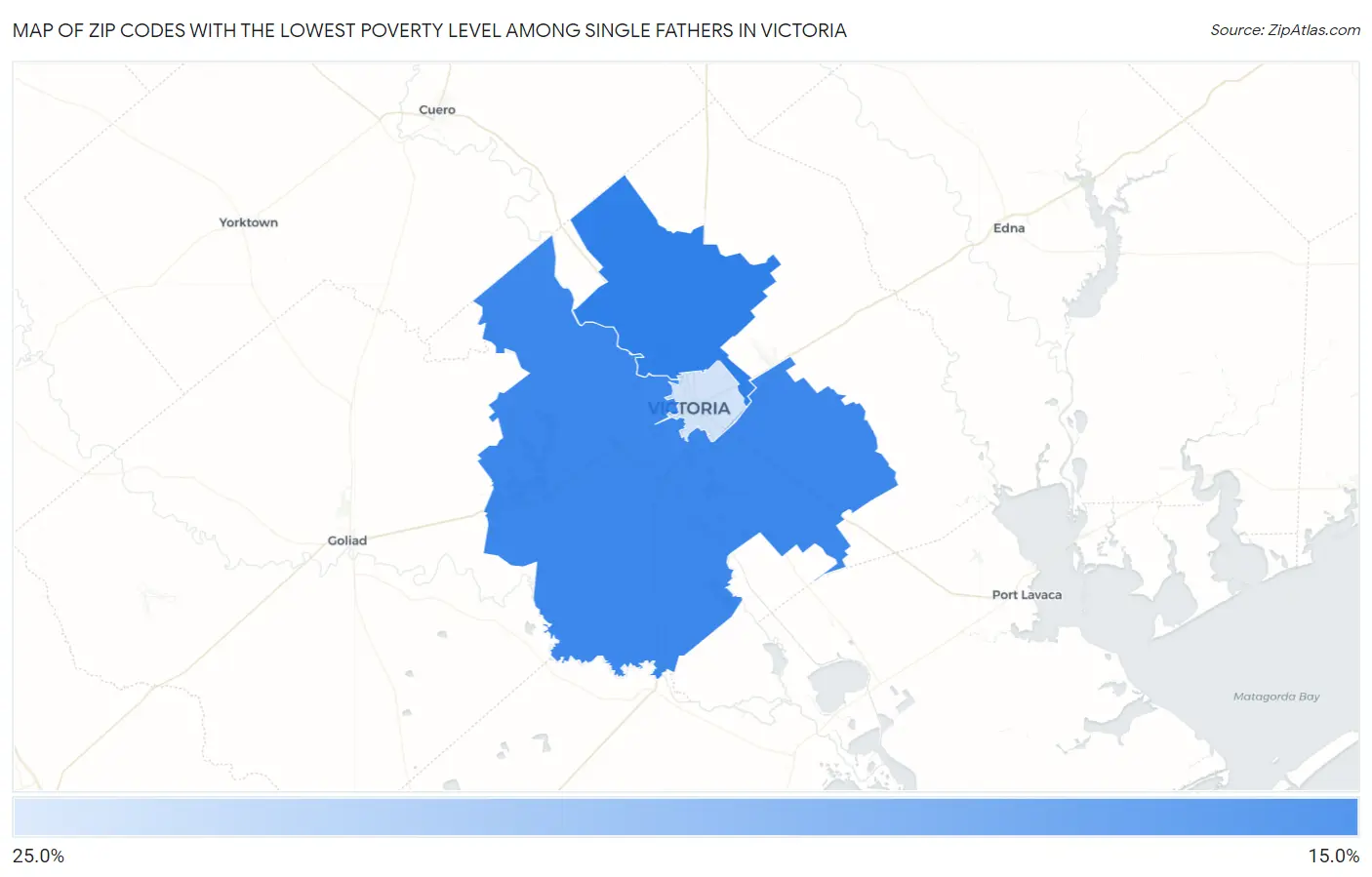 Zip Codes with the Lowest Poverty Level Among Single Fathers in Victoria Map