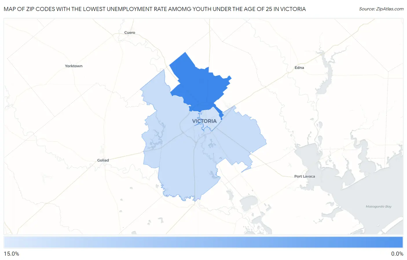Zip Codes with the Lowest Unemployment Rate Amomg Youth Under the Age of 25 in Victoria Map