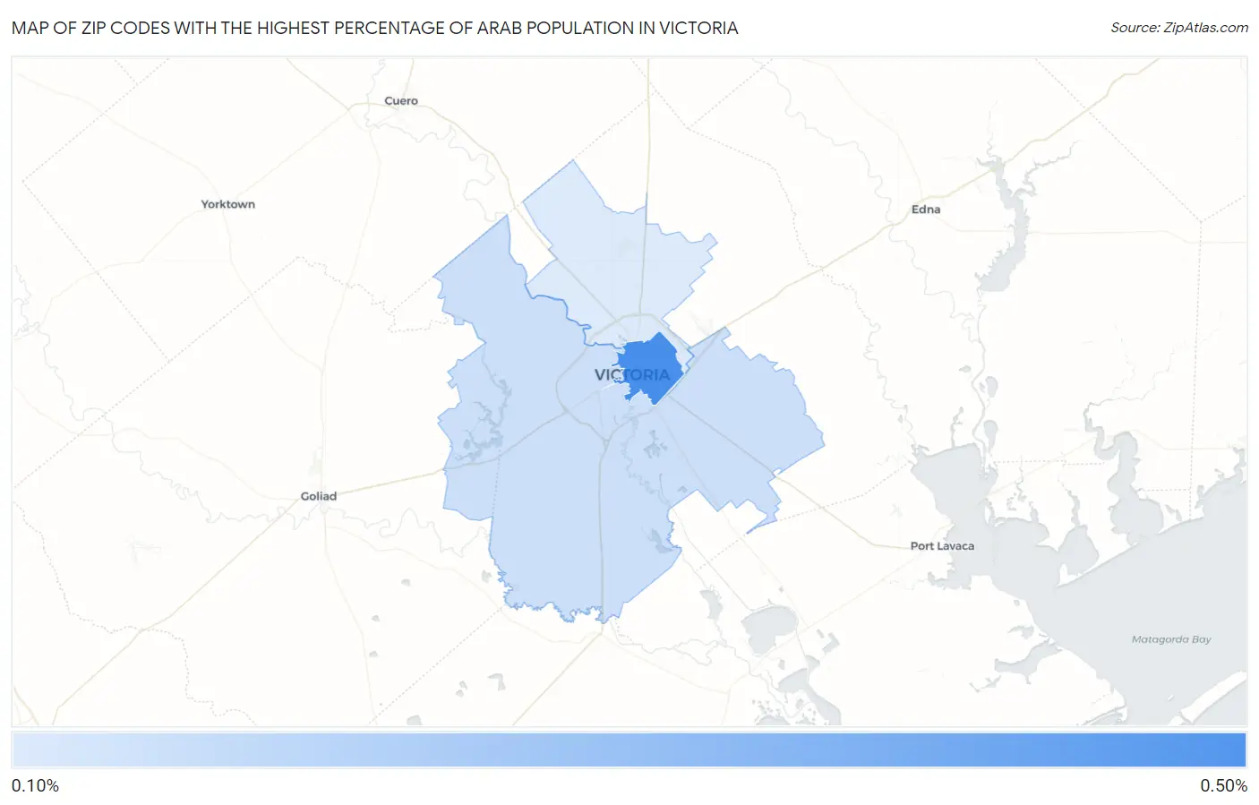 Zip Codes with the Highest Percentage of Arab Population in Victoria Map