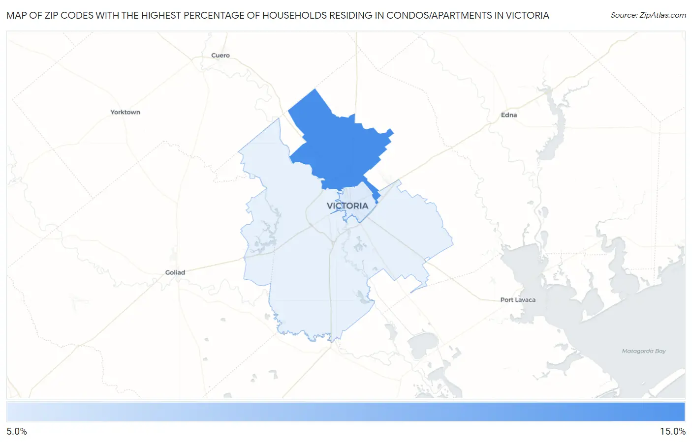 Zip Codes with the Highest Percentage of Households Residing in Condos/Apartments in Victoria Map