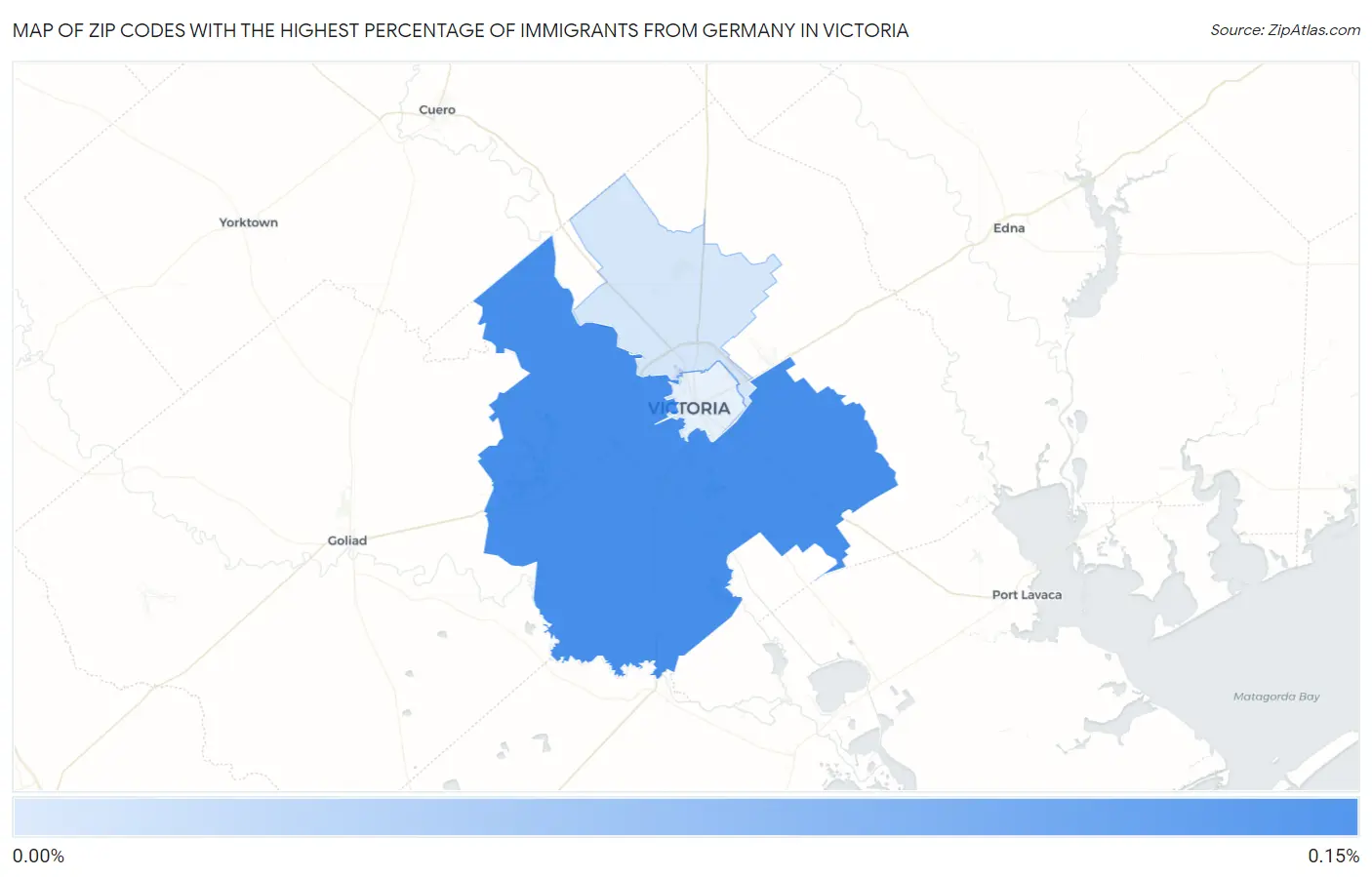 Zip Codes with the Highest Percentage of Immigrants from Germany in Victoria Map