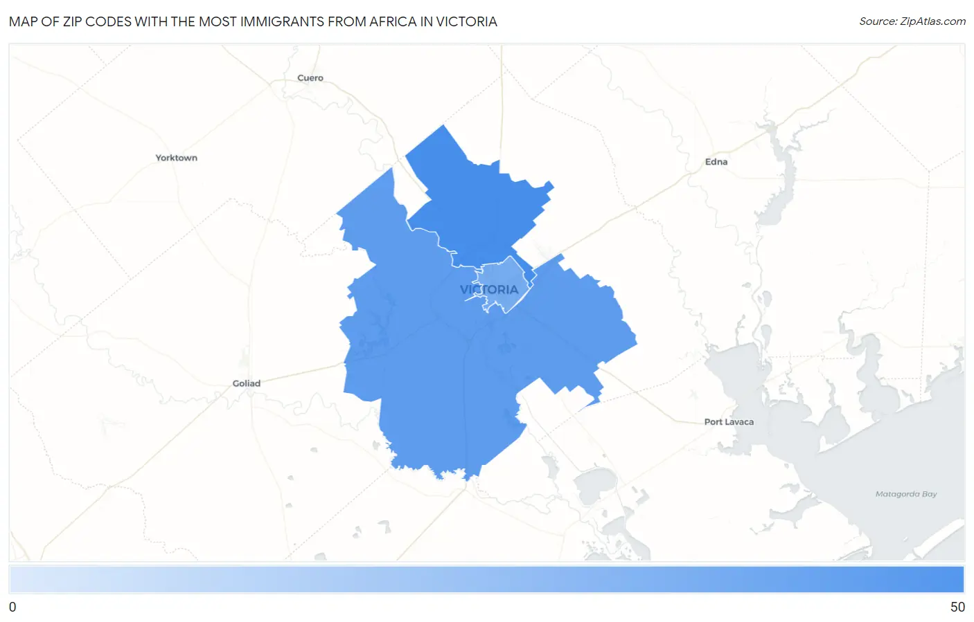 Zip Codes with the Most Immigrants from Africa in Victoria Map