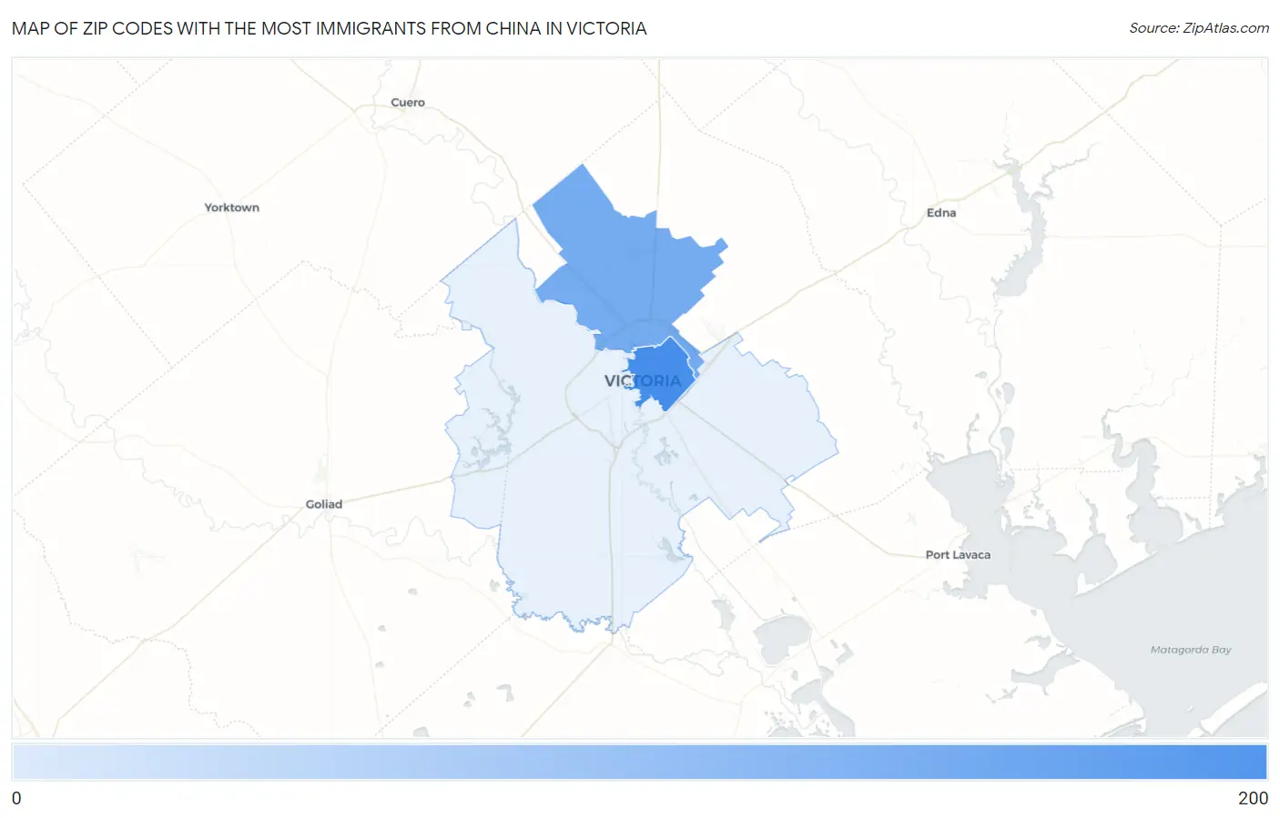 Zip Codes with the Most Immigrants from China in Victoria Map