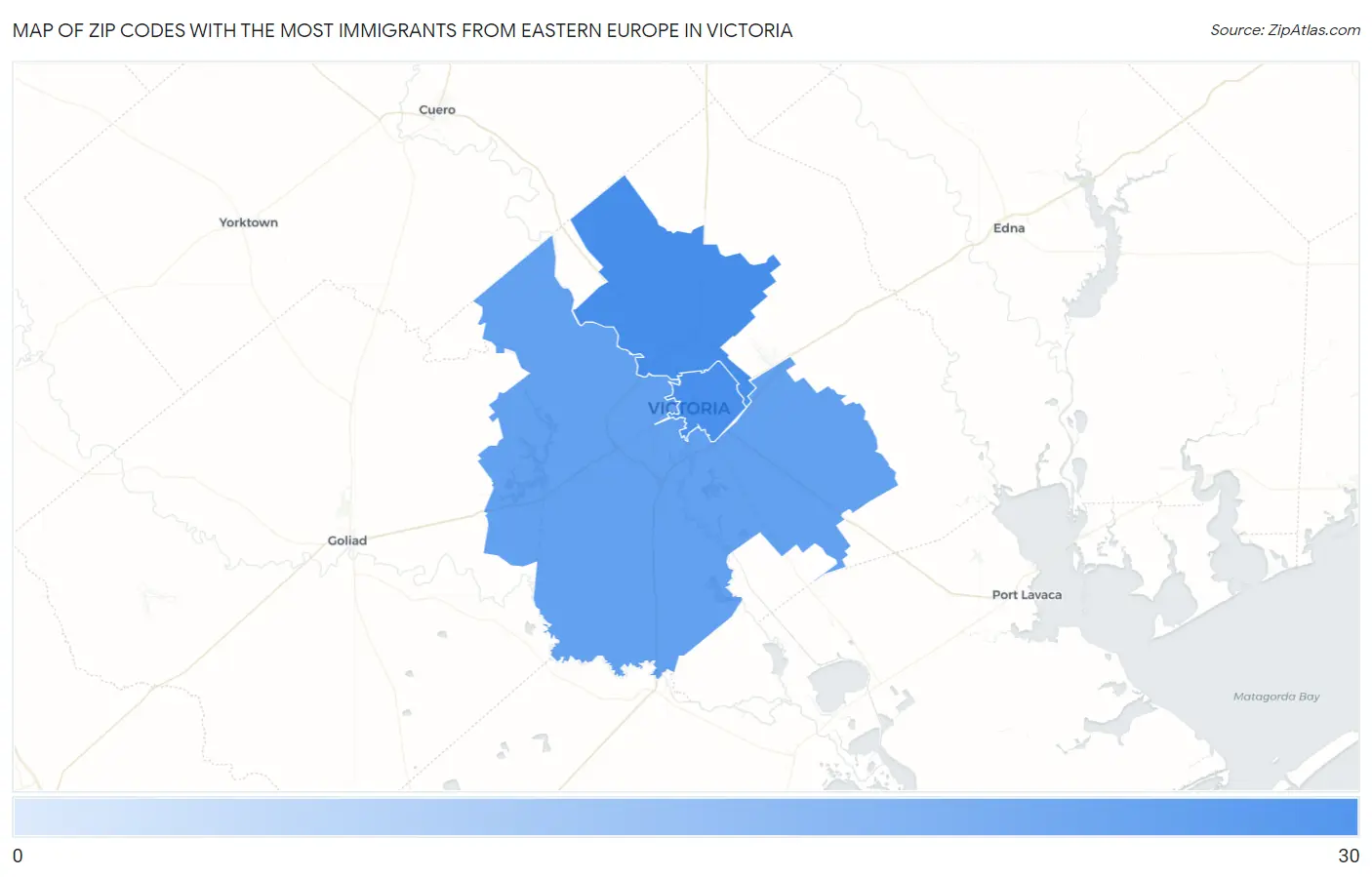 Zip Codes with the Most Immigrants from Eastern Europe in Victoria Map