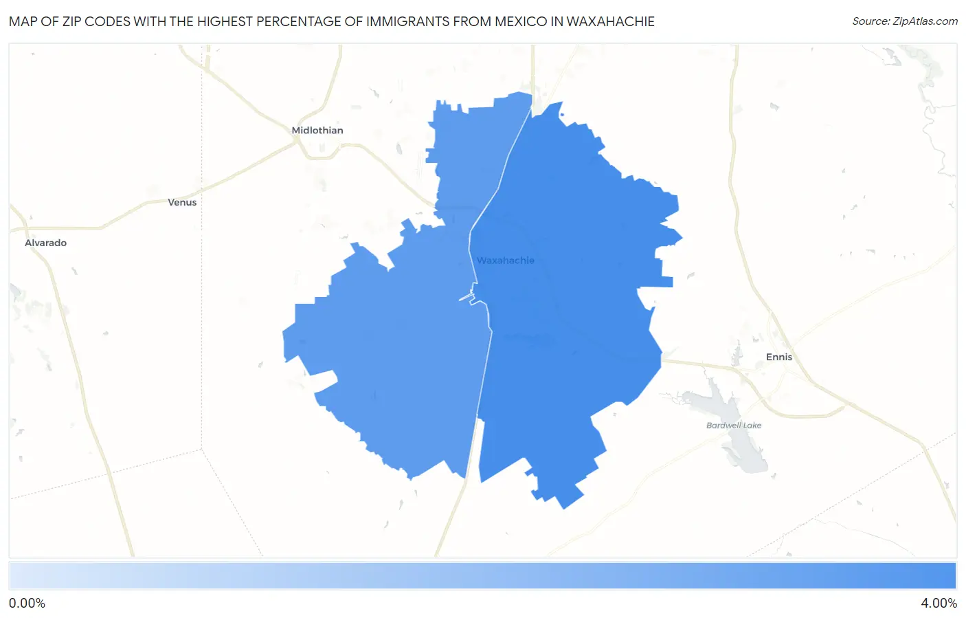 Zip Codes with the Highest Percentage of Immigrants from Mexico in Waxahachie Map