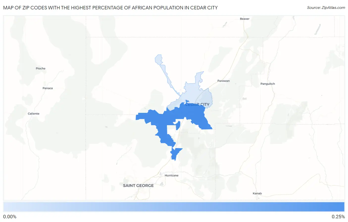 Zip Codes with the Highest Percentage of African Population in Cedar City Map