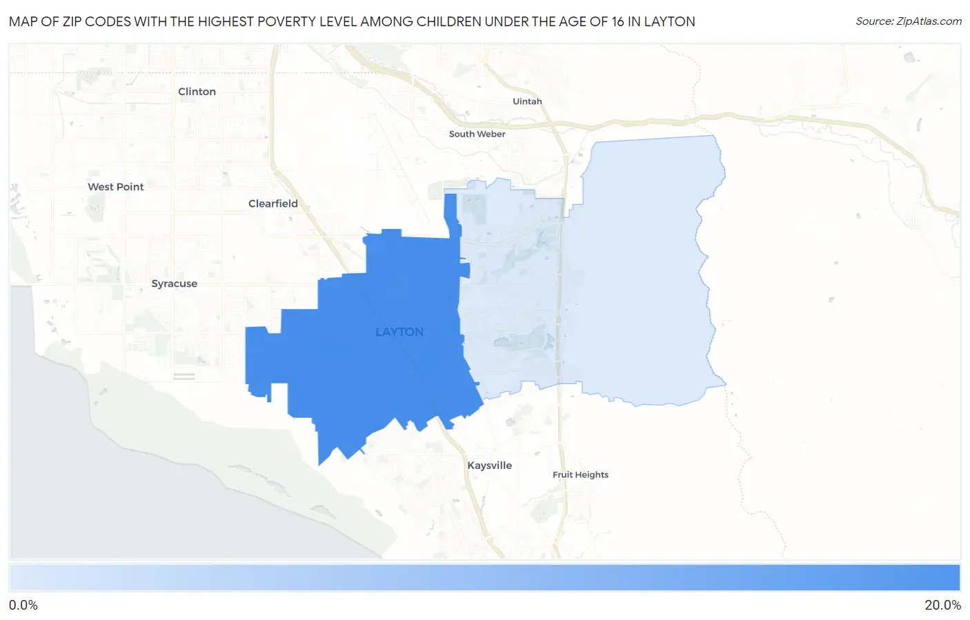 Zip Codes with the Highest Poverty Level Among Children Under the Age of 16 in Layton Map
