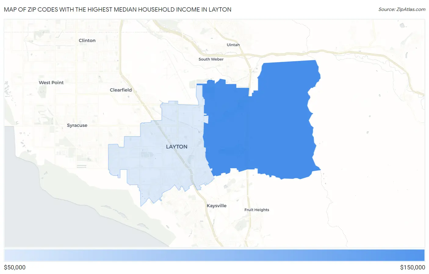 Zip Codes with the Highest Median Household Income in Layton Map