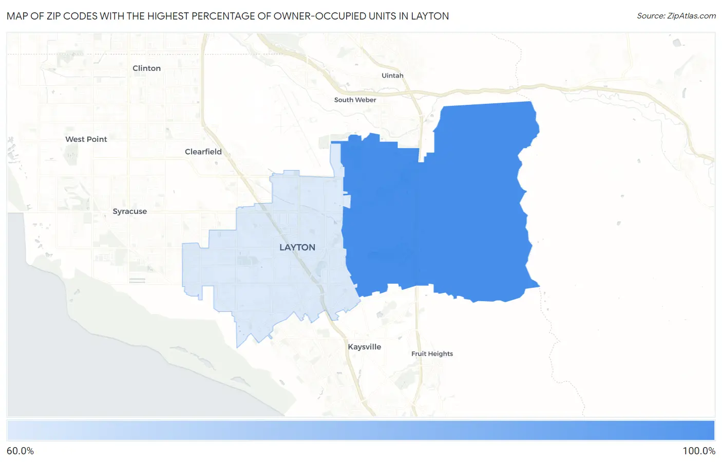 Zip Codes with the Highest Percentage of Owner-Occupied Units in Layton Map