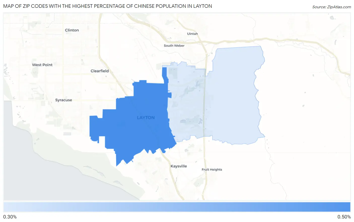Zip Codes with the Highest Percentage of Chinese Population in Layton Map