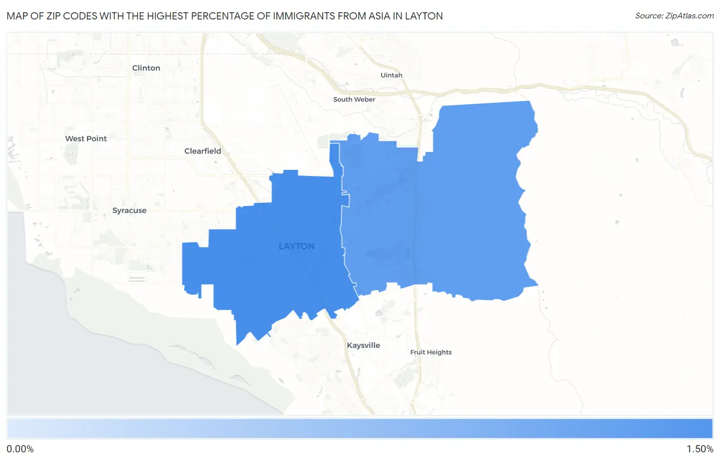 Zip Codes with the Highest Percentage of Immigrants from Asia in Layton Map
