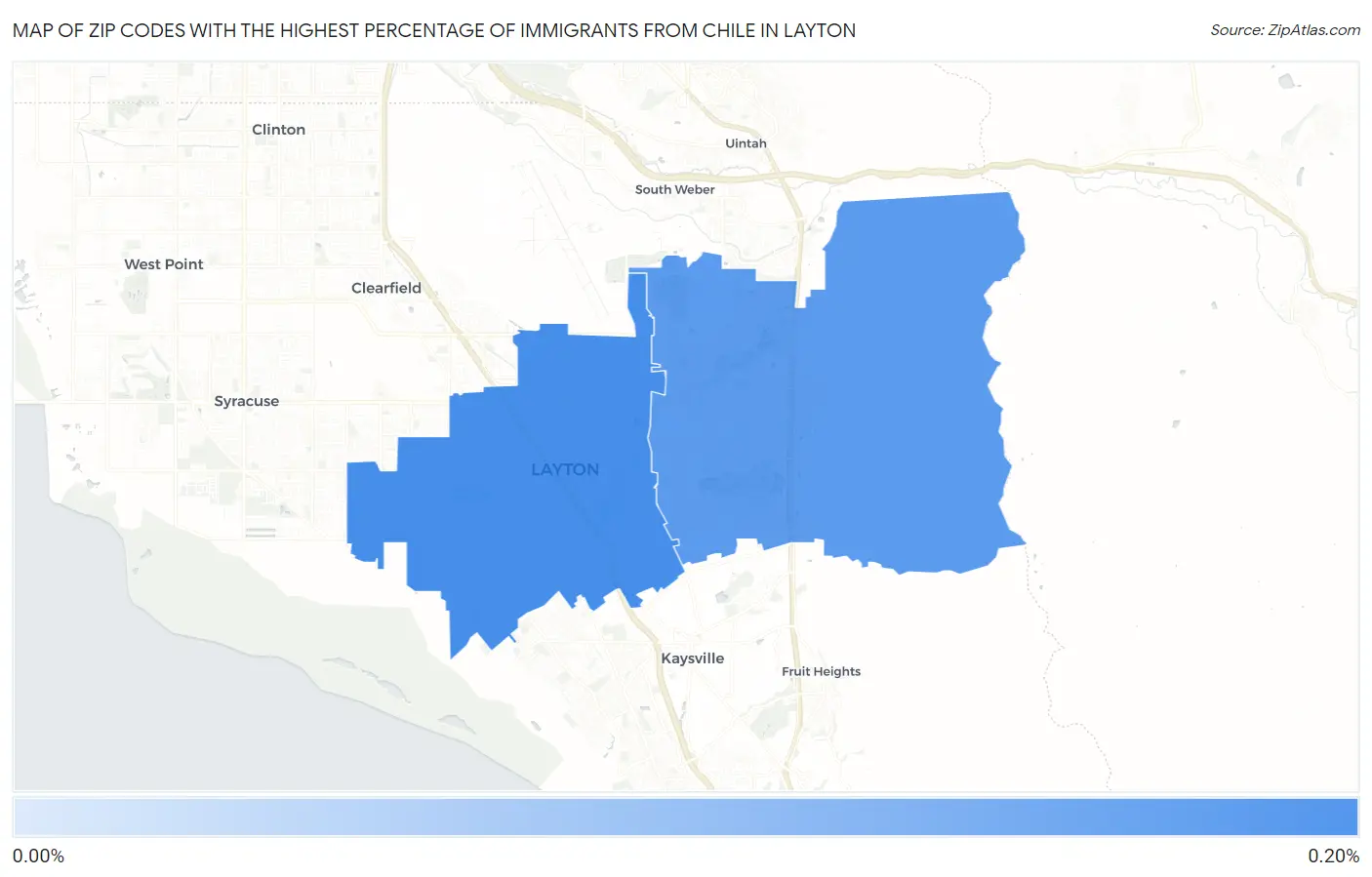 Zip Codes with the Highest Percentage of Immigrants from Chile in Layton Map