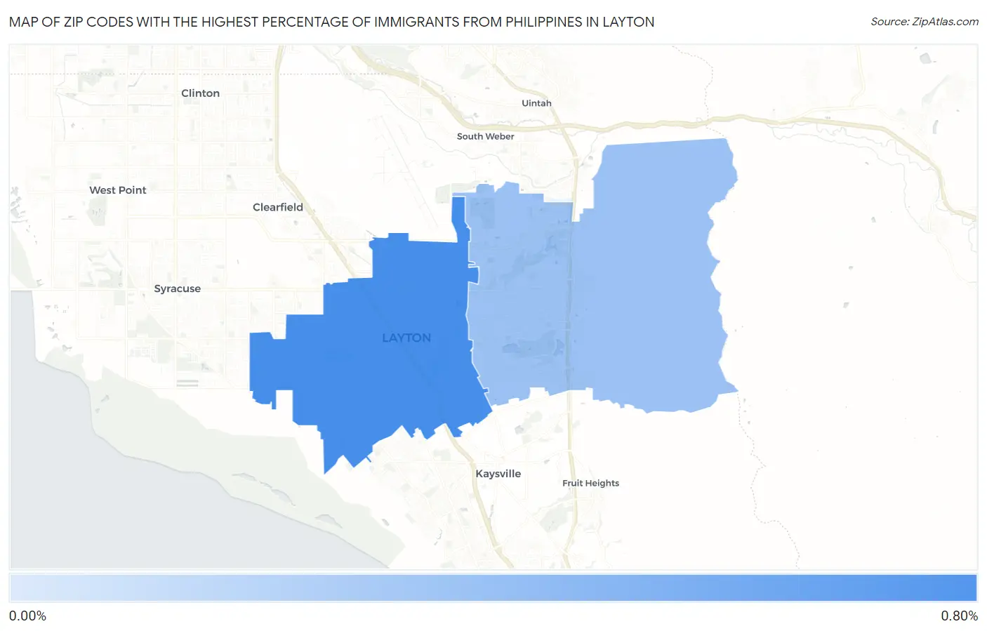 Zip Codes with the Highest Percentage of Immigrants from Philippines in Layton Map