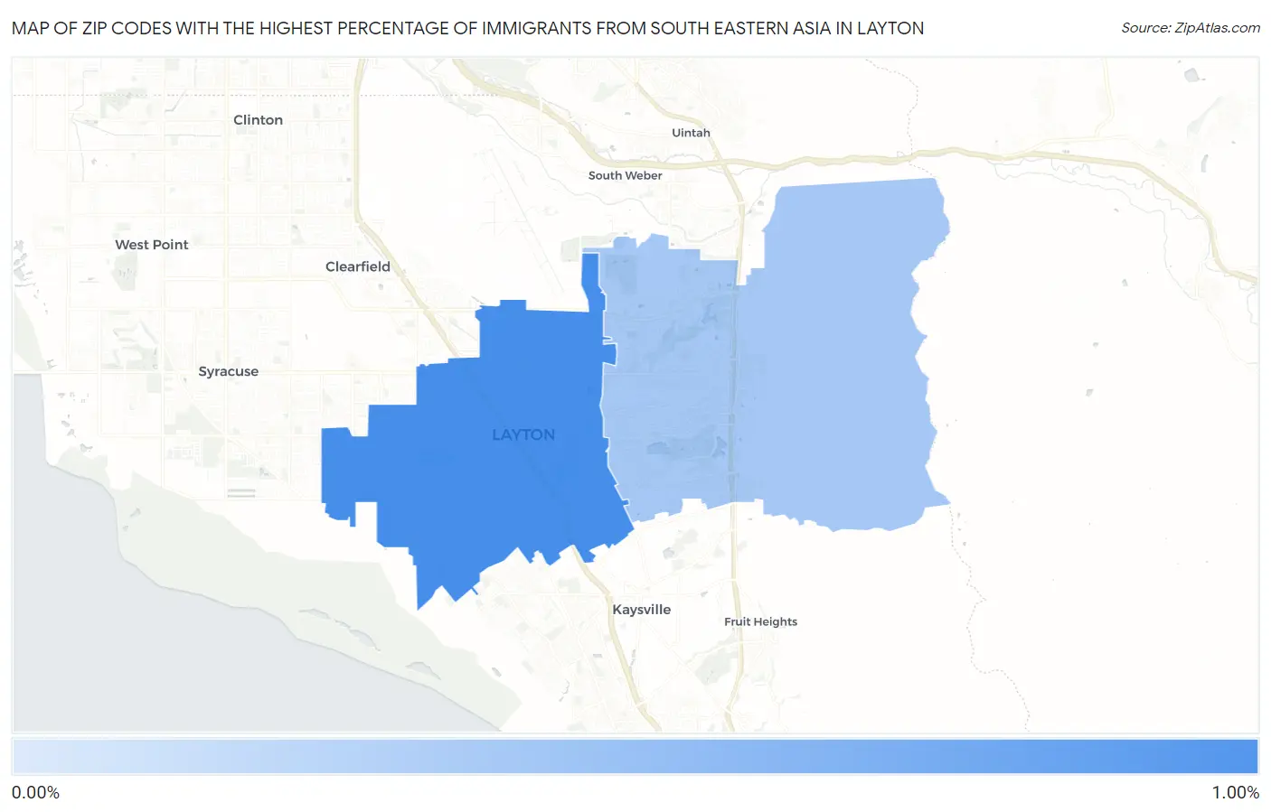 Zip Codes with the Highest Percentage of Immigrants from South Eastern Asia in Layton Map