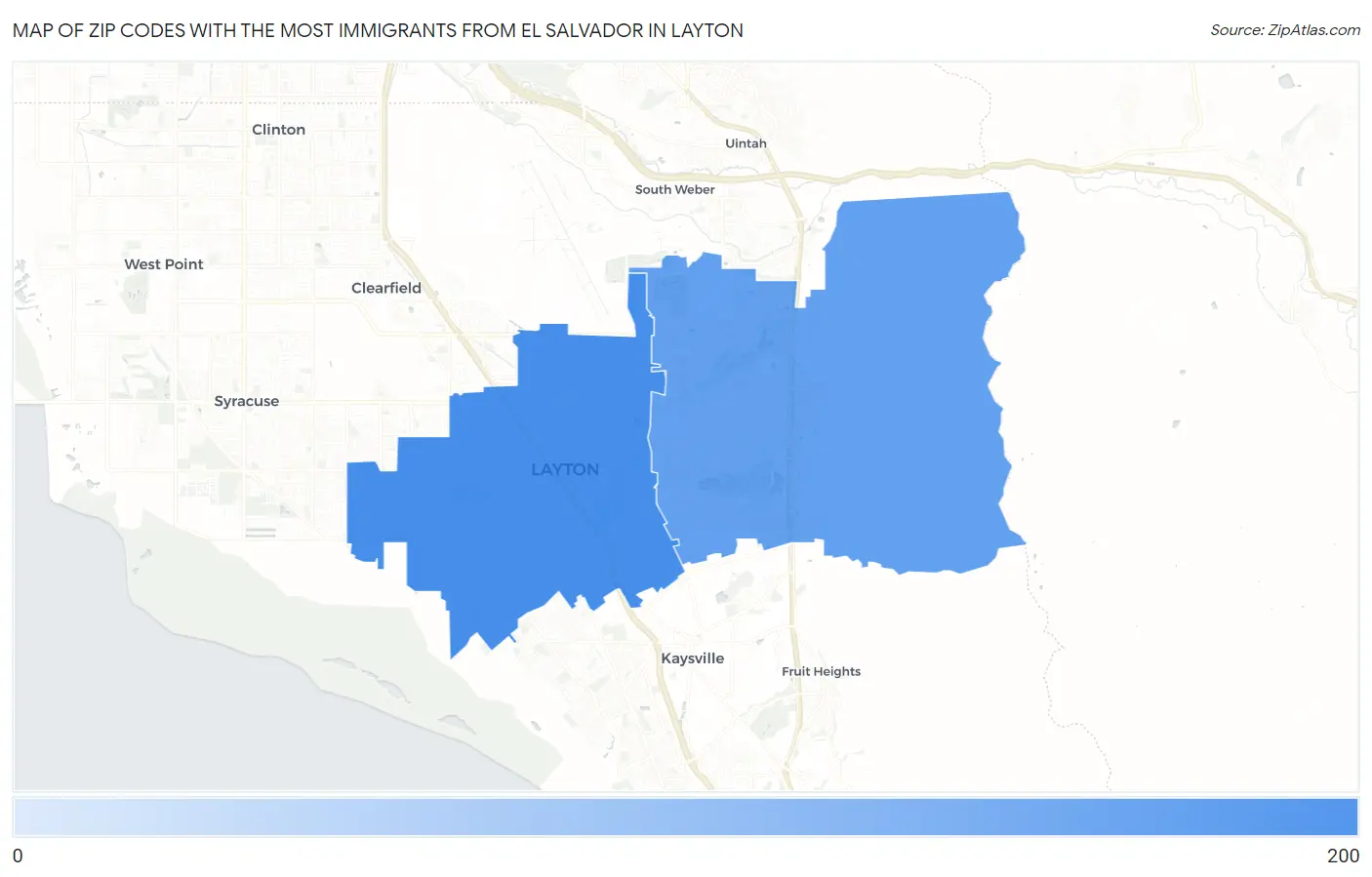 Zip Codes with the Most Immigrants from El Salvador in Layton Map