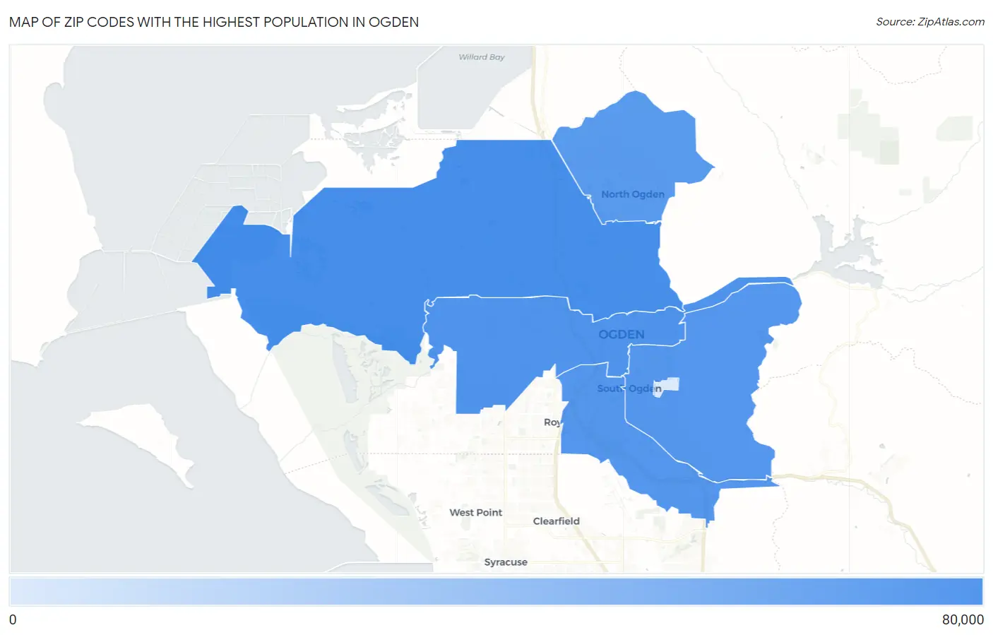 Zip Codes with the Highest Population in Ogden Map