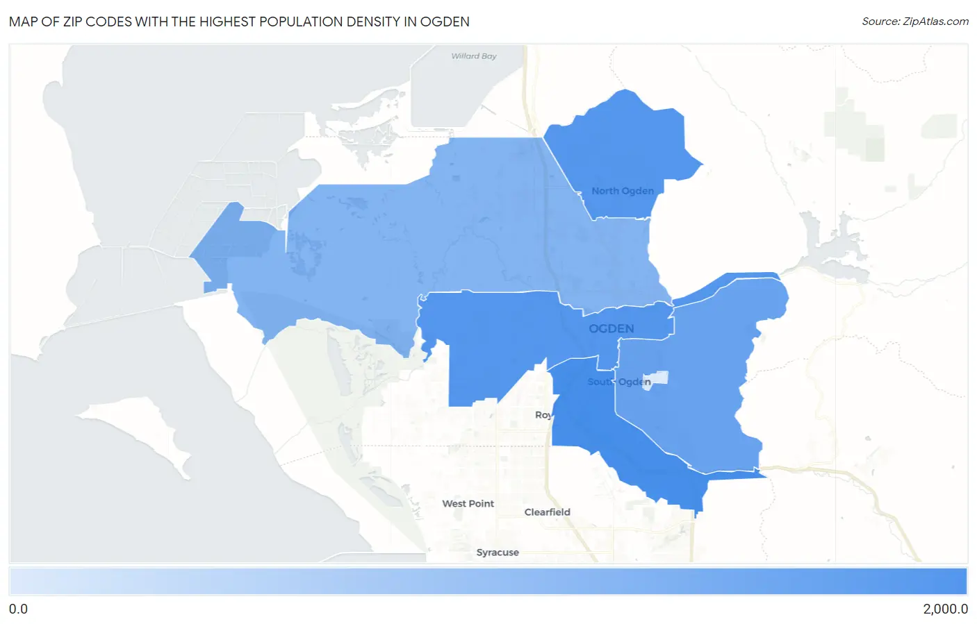 Zip Codes with the Highest Population Density in Ogden Map